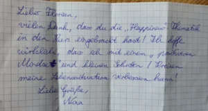 Handgeschriebene Dankeskarte von Nina (klicken zum Vergrößern)